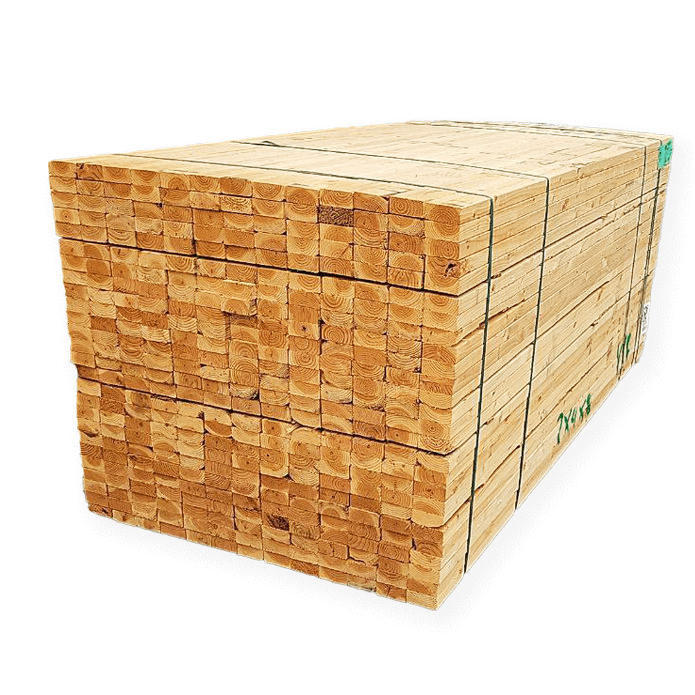 Pallet of #2 &amp; BTR Douglas fir framing studs ready for delivery