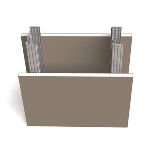 Galvanized steel wall framing studs staged for an interior partition build