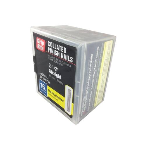 Collated 16-gauge finish nail strips for trim work