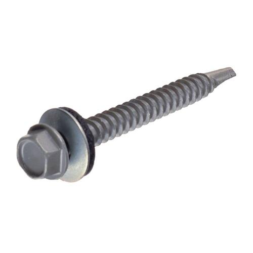 Hex washer head self-drilling sheet metal screws driven into a metal connection