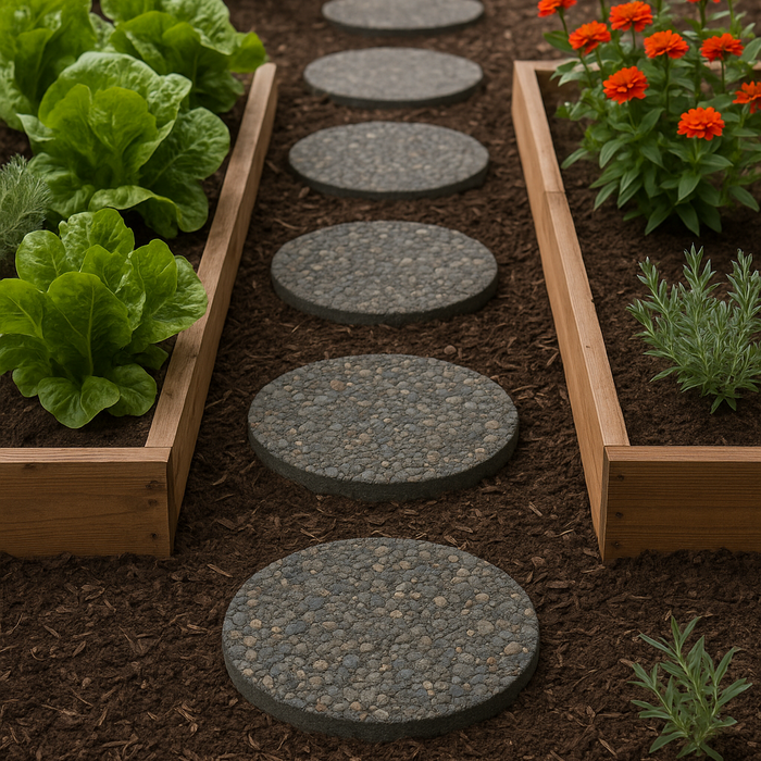 French Grey 18" Round Concrete Stepping Stone – Aggregate Finish