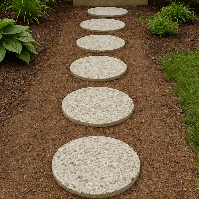 18-Inch White Concrete Paver – Aggregate Finish for Garden Paths