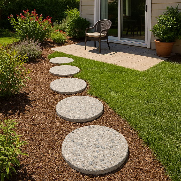 White Aggregate 18" Stepping Stone – Modern Outdoor Walkway Paver