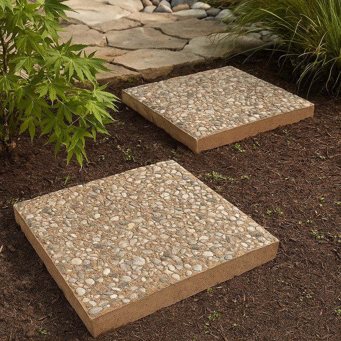 Santa Fe Buff Concrete Stepping Stone – Square Aggregate Finish for Natural Outdoor Spaces