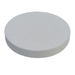 Granada White 18 inch round concrete stepping stone used in a modern garden path with green grass and flowers