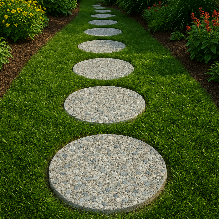 Granada White 24" Round Concrete Stepping Stone – Aggregate Finish