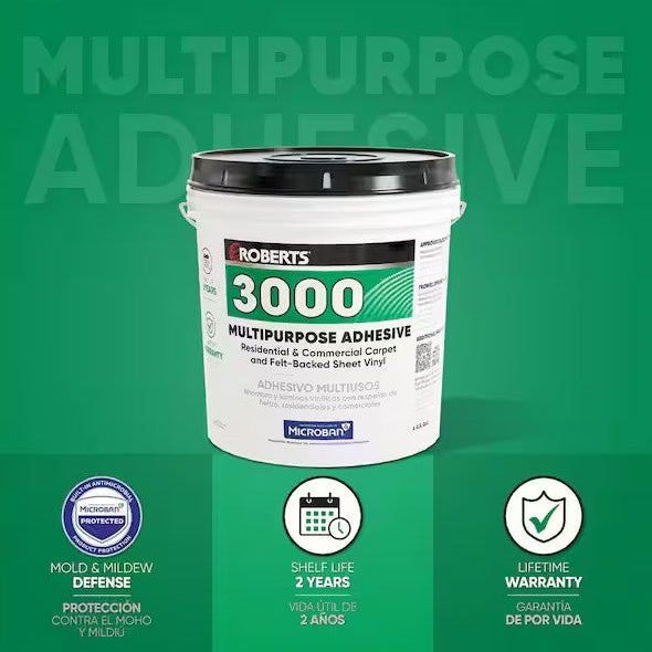 3000 4 Gal. 24 Hour Dry Time Multipurpose Carpet and Felt-Backed Sheet Vinyl Floor Adhesive in Beige
