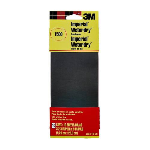 Sandpaper, Fine Grit, 1500, 3-2/3 in. x 9 in. (10 Sheets-Pack)