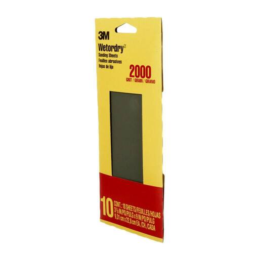 Sheet Sandpaper, Ultra Fine, 2000-Grit, 3.7 in. x 9 in. (10-Sheets/Pack)