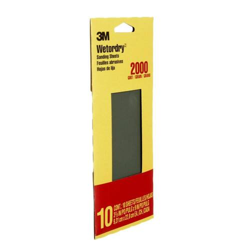 Sheet Sandpaper, Ultra Fine, 2000-Grit, 3.7 in. x 9 in. (10-Sheets/Pack)