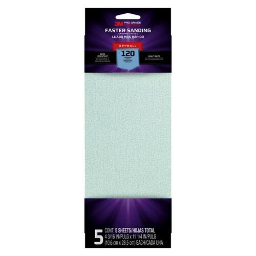 Drywall Sanding Sheet, Pro Grade, 120-Grit, 4-3/16 in. x 11-1/4 in. (5-Pack)