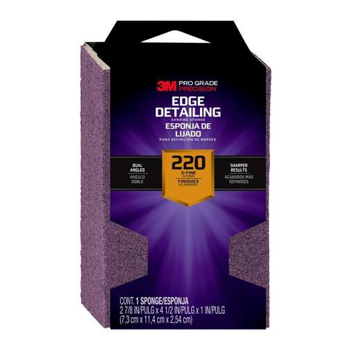 Edge Detailing Dual Angle Sanding Sponge, Grit 220, Pro Grade Precision, 2.875 in. x 4.5 in. x 1 in.