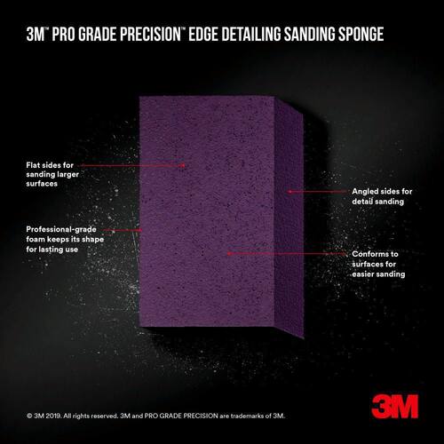 Edge Detailing Dual Angle Sanding Sponge, Grit 220, Pro Grade Precision, 2.875 in. x 4.5 in. x 1 in.