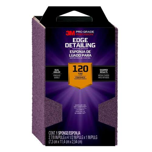 Dual Angle Edge Detailing Sanding Sponge, Fine Grit, 120, Pro Grade Precision, 2-7/8 in. x 4-1/2 in. x 1 in.