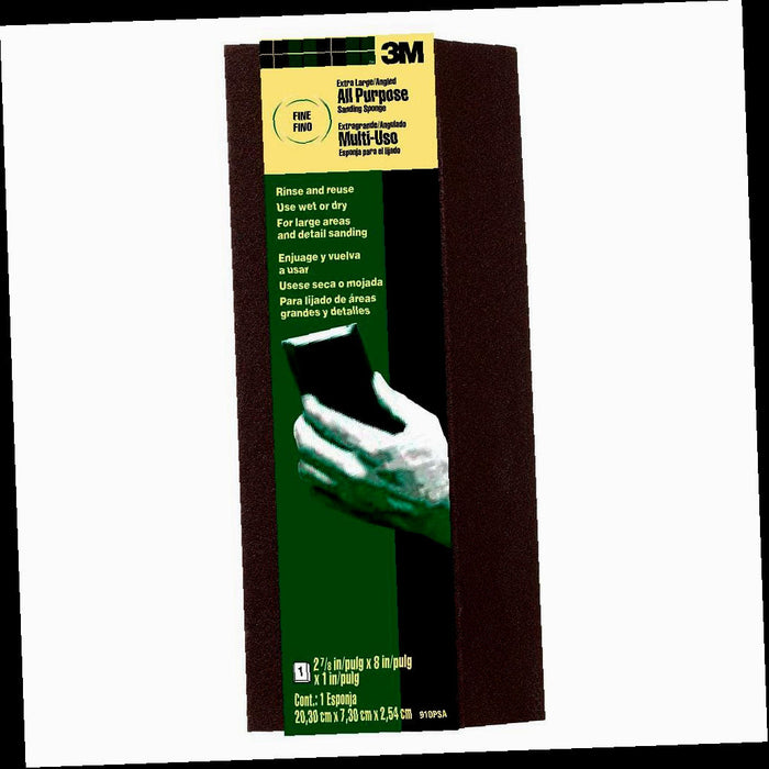 Single Angle Sanding Sponge, Extra Large, Fine and Medium, 120 Grit, Pro-Pad, 2.87 in. x 8 in. x 1 in.