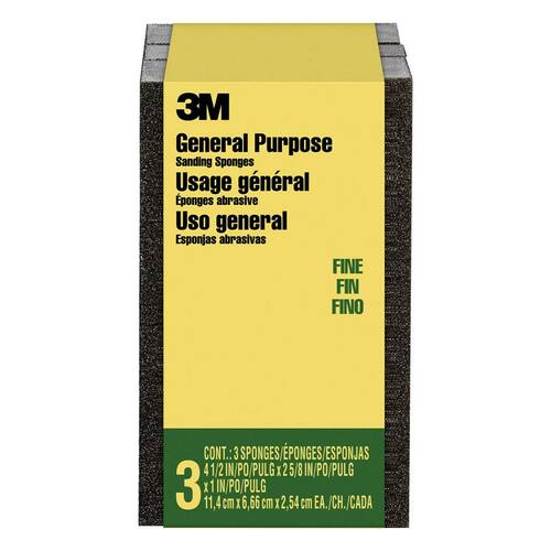 Block Sanding Sponge, Fine-Grit, 120, 4.5 in. x 2.5 in. x 1 in. (3 Sponge-Pack)