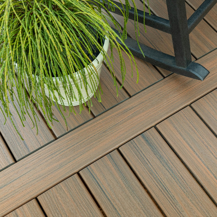 Composite Decking 1 in. x 6 in. x 12 ft. Toasted Sand Grooved Edge Enhance Naturals Board 9