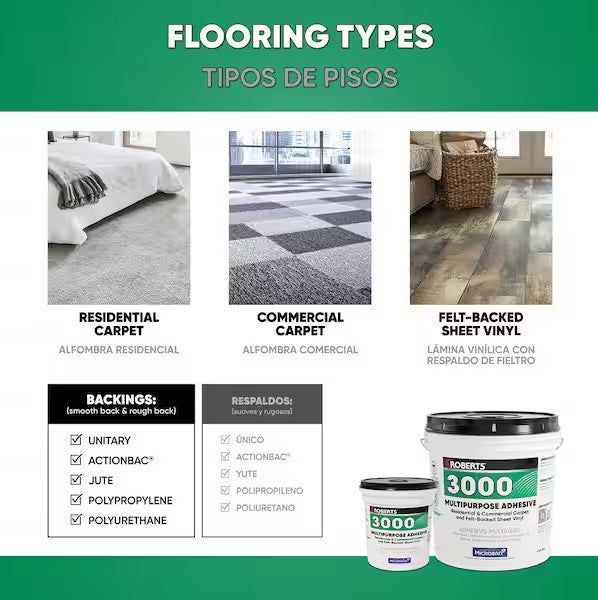 3000 4 Gal. 24 Hour Dry Time Multipurpose Carpet and Felt-Backed Sheet Vinyl Floor Adhesive in Beige