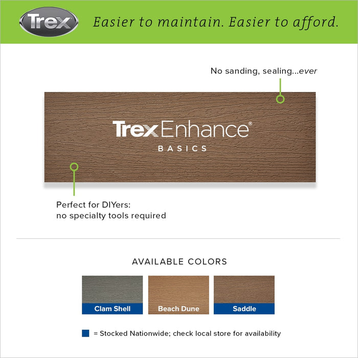 Composite Decking 1 in. x 6 in. x 16 ft. Clam Shell Grooved Edge Enhance Basics Board 8