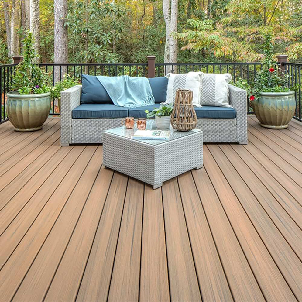 Composite Decking 1 in. x 6 in. x 16 ft. Toasted Sand Grooved Edge ...