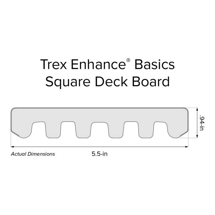 Composite Decking 1 in. x 6 in. x 8 ft. Saddle Square Edge Enhance Basics Board 11