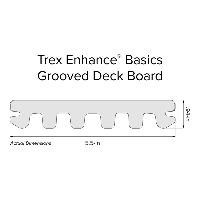 Composite Decking 1 in. x 6 in. x 16 ft. Clam Shell Grooved Edge Enhance Basics Board 9