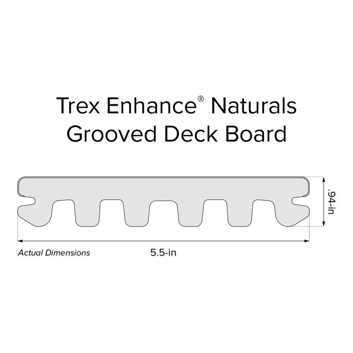Composite Decking 1 in. x 6 in. x 12 ft. Toasted Sand Grooved Edge Enhance Naturals Board 17