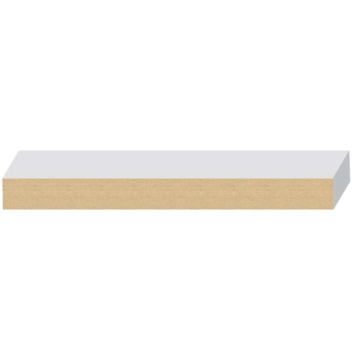 MDF S4S Moulding 11/16 in. x 7-1/4 in. x 16 ft. Primed 751M side view showing primed surface.