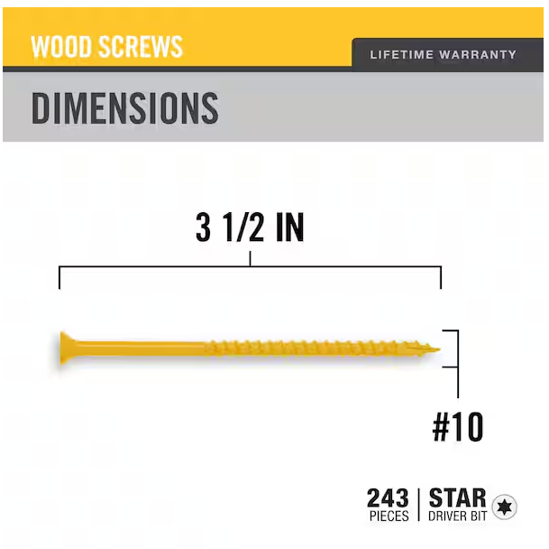 Deck Screw #9 x 3-1/2 in. Star Flat-Head Wood 5 lbs.- Box 280-Piece 
