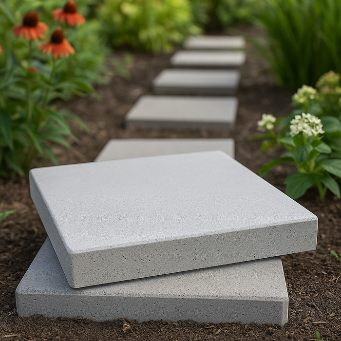 Close-up of white Veranostone paver used in residential landscape walkway application