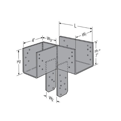 Post Bracket 4x4x4 in ECCLLQ444SDS End Column Cap L-Shaped Left w Screws 2