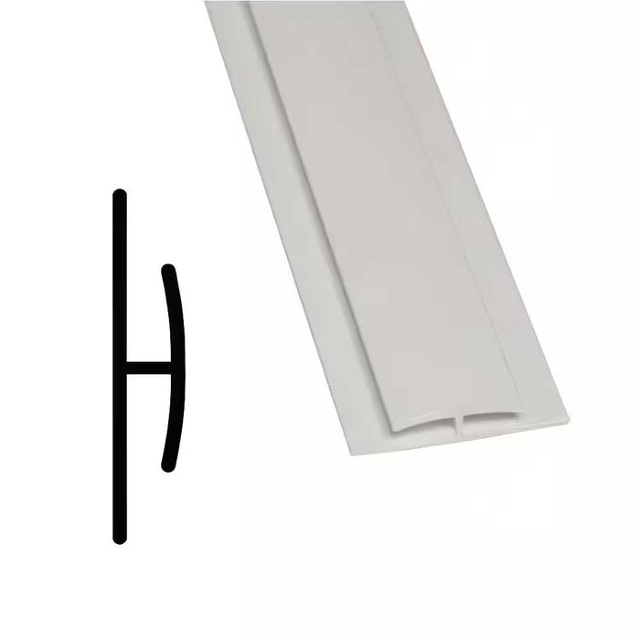 FRP Divider Bar 1/4 in. x 1-3/8 in. x 8 ft. PVC Moulding White 855