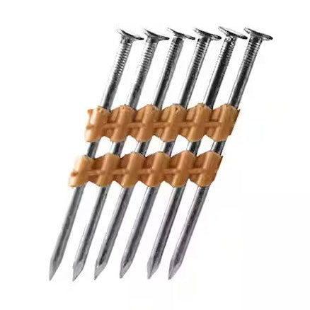 Framing Nails 3-1/4 in. x 0.131 in. 21-Degree Angled Smooth Shank Plastic Collated Vinyl Strip Bright 4000 pcs 