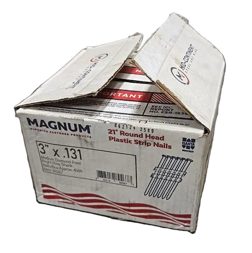 Framing Nails 3 in. x 0.131 in. 21-Degree Angled Smooth Shank Plastic Collated Vinyl Strip Bright 4000 pcs 