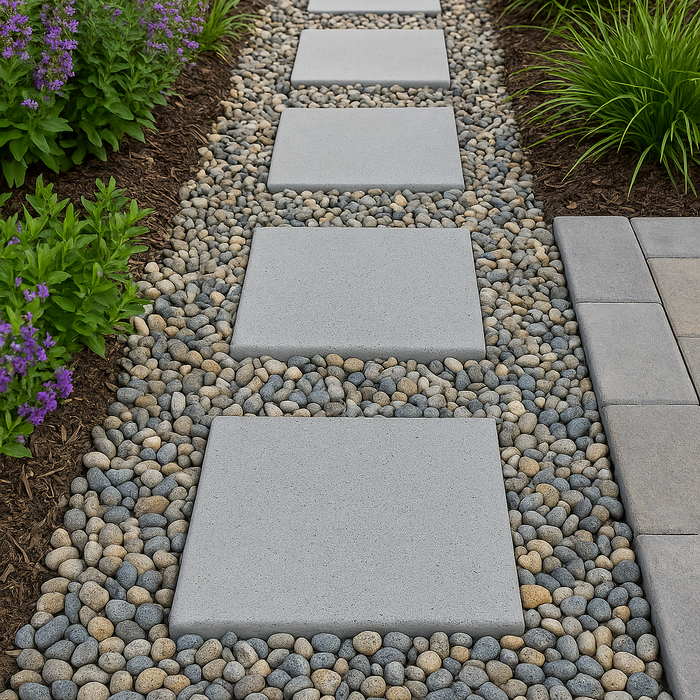 French Grey Textured Stepping Stone – Durable 12" Concrete Paver