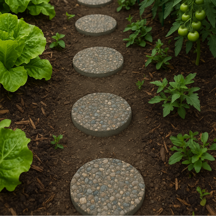 French Grey 12" Round Concrete Stepping Stone – Aggregate Finish