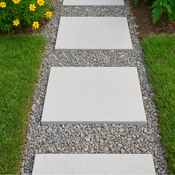 Granada White Textured Stepping Stone – Durable 24x24 Concrete Paver