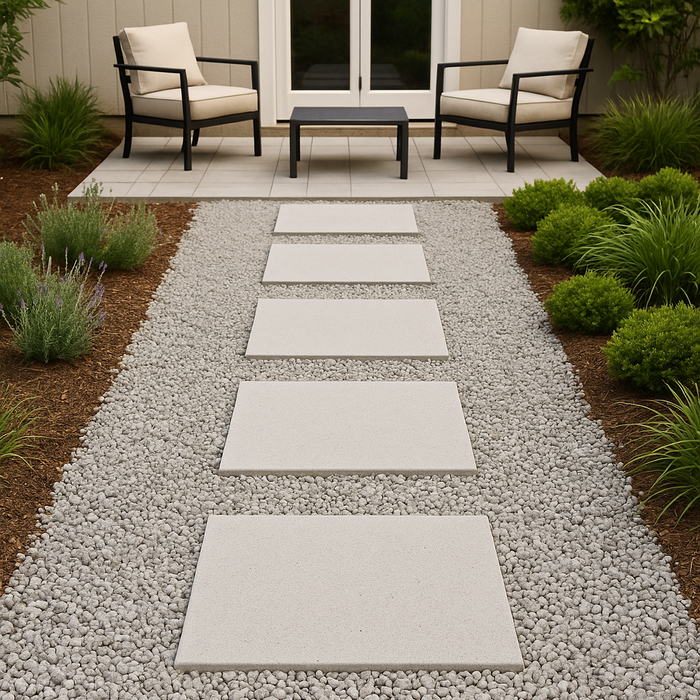 Granada White Veranostone Stepping Stone – Textured 16x16 Concrete Paver