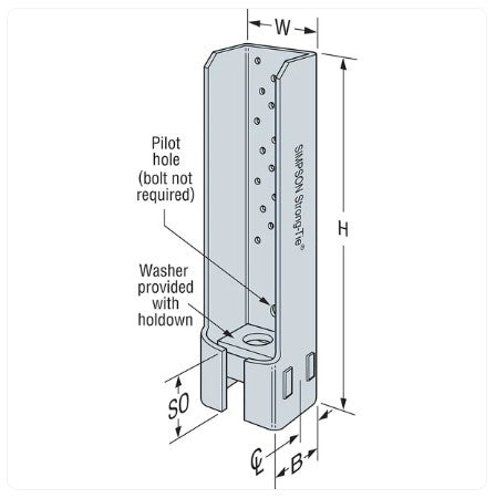 Wood Connector  2-7/8x14 in  HDQ8-SDS3 Holddown w Screws Galvanized 1