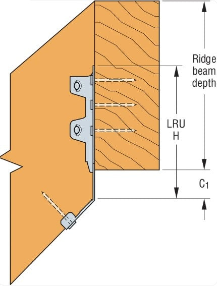 Joist Hanger 2x10 in LRU210Z Light-Rafter  Hanger Slopable ZMAX Galvinized 2