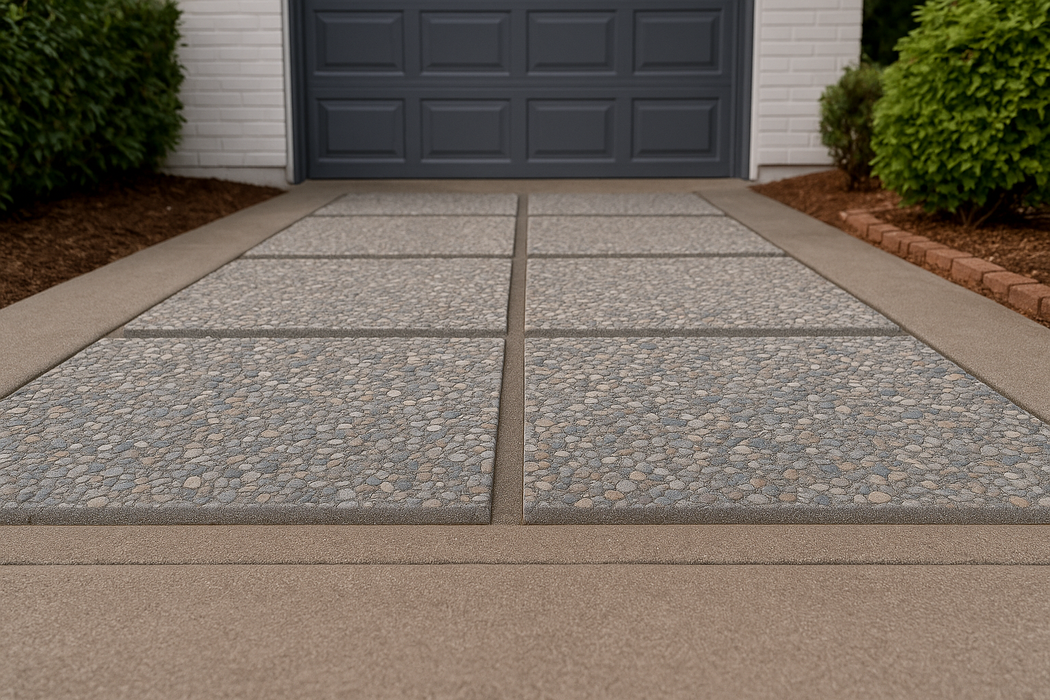 Neutral Grey Aggregate Concrete Stepping Stone – Contemporary Design for Outdoor Walkways