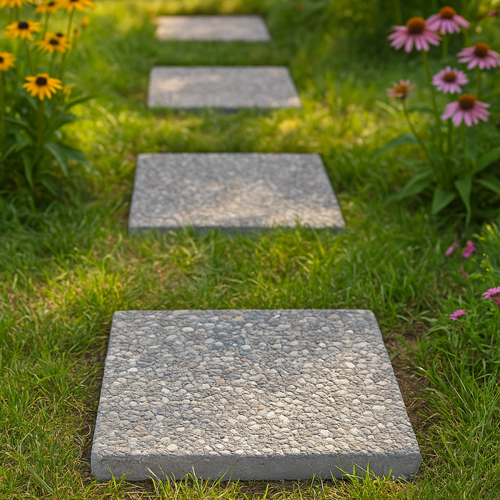 Neutral Grey Aggregate Concrete Stepping Stone – Smooth, Textured Surface for Outdoor Landscaping