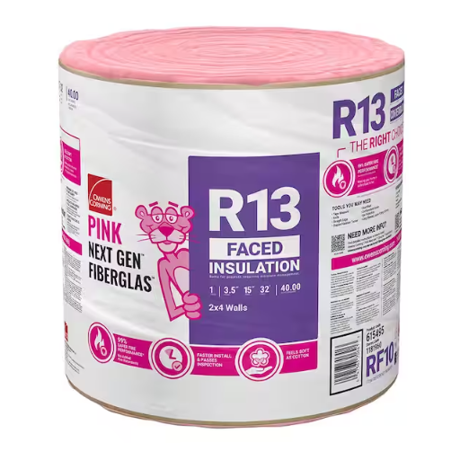Roll R-13 15 in. x 32 ft. (40 sq.ft.) Faced Fiberglass Insulation 