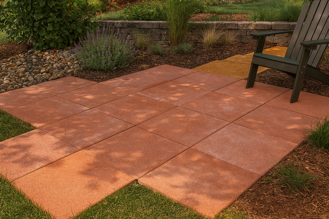 Vibrant Red Concrete Stepping Stone – Smooth Square Finish for Outdoor Spaces
