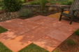 Vibrant Red Concrete Stepping Stone – Smooth Square Finish for Outdoor Spaces