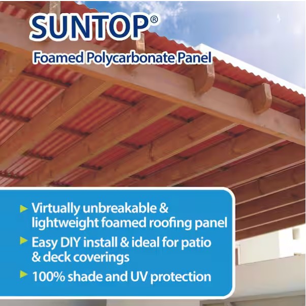 Roof Panel 26 in. x 8 ft. Corrugated Foam Polycarbonate Red Brick