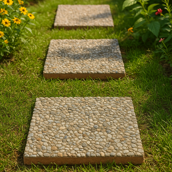Santa Fe Buff Concrete Stepping Stone – Square Aggregate Finish for Natural Outdoor Spaces