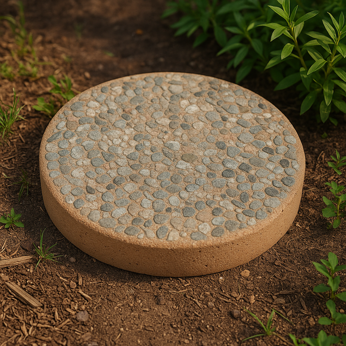 Santa Fe Buff 18" Round Concrete Stepping Stone – Aggregate Finish