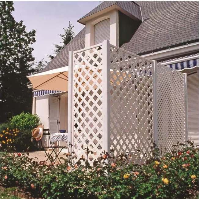 Vinyl Lattice Panel 4 ft. x 8 ft. White Classic Dimond