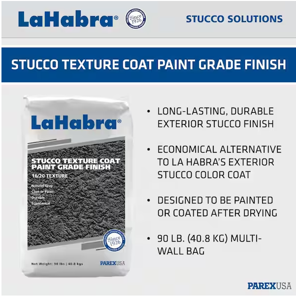 Stucco Texture Coat 16/20 Gray (90 lb.) LaHabra